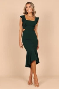 Petal + Pup Women’s L Yvonne Hi Lo Midi Dress in Emerald Green Elegant - Picture 1 of 17