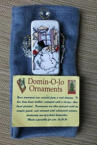 Handcrafted Artist Domino Ornament Pin Snowman Theme with Bead Accents - Picture 1 of 1