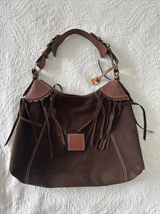 Dooney and Bourke Large Suede Fringe Handbag - Picture 1 of 19