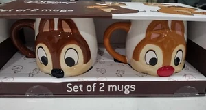 NEW! Disney Chip N Dale Set Of 2 Mugs RELIEF FACE! - Picture 1 of 4