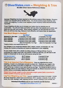 Weighting & Trim Dive Slate - - Critical Scuba Equipment for All Divers - Picture 1 of 2