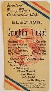 J. J. Coughlin Ticket Election Stratford Young Men's Conservative Club 1940 E1D - Picture 1 of 2