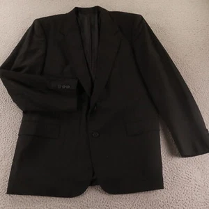 VTG Hopsack Jacket M Black 100% Wool Worsted Blazer Sport Coat 42R - Picture 1 of 17