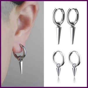 2 Stück Stein Kegel Anhänger Creolen Damen Herren Edelstahl Geometrisch - Bild 1 von 30