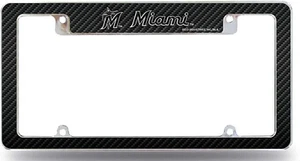 Miami Marlins Metal License Plate Frame Chrome Tag Cover, Carbon Fiber... - Picture 1 of 1