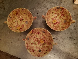Johnson Bros England Old English Chintz Soup Cup Pink Floral lot of 3 - Picture 1 of 5