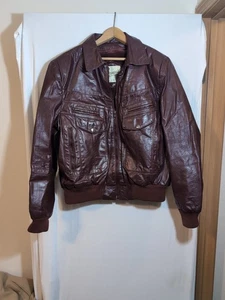 Bermans Jacket Mens Sz 42 Bomber Coat Starsky Brown Leather Fight Car Club Biker - Picture 1 of 7
