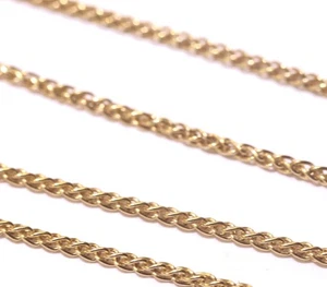 14k yellow gold spiga wheat adjustable chain link necklace 20" 1.25mm 19" 18" 17 - Picture 1 of 7