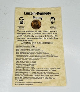Lincoln - Kennedy Penny 1989 D Cent auf Faktenkartenliste erstaunliche Zufälle - Bild 1 von 4