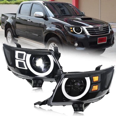 Par de faros delanteros LED señal de giro secuencial para Toyota Hilux Vigo 2012-2014 Foto 1 de 4