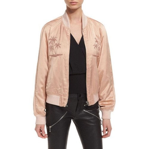 GIACCA BOMBER IN RASO RICAMATO ALEXANDER WANG PALM TREE CALIFORNIA BLUSH XS nuova con etichette