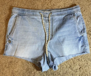 Crash Shorts Women's Small Elastic Drawstring Waist Light Denim Wash - Picture 1 of 9