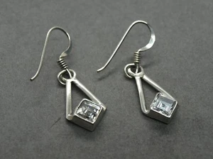 925 Sterling Silver Gems Earrings Solid Drop - Picture 1 of 9