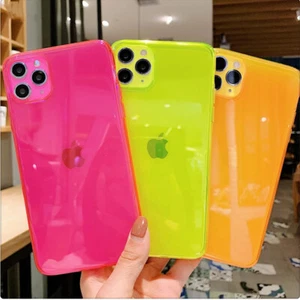Housse de téléphone portable pour iPhone 15 14 Pro Max Plus 13 12 11 néon résistant aux chocs étui de protection transparent - Photo 1 sur 13