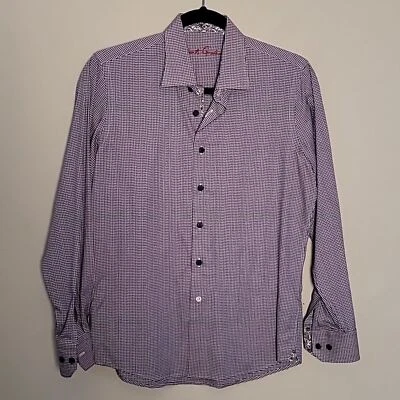 Camisa Robert Graham Rayas Púrpura Abotonada Niños Talla 14-16 Foto 1 de 4