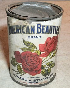 RARE ANTIQUE EDWARD V. STOCKHAM HAVRE DE GRACE, MD LABELED CAN AMERICAN BEAUTIES - Picture 1 of 14
