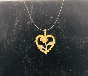 14kt Black Hills Gold (Gold, Silver, Rose Gold) Flower Heart Pendant 1001075-1 - Picture 1 of 7