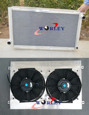 Radiador de aluminio de 2 filas + cubierta + ventiladores para 1992-2000 SUBARU IMPREZA WRX GC8 STI MT Foto 1 de 4