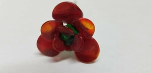 ART GLASS RED AMBERINA MULTI PETAL LONG STEM GLASS FLOWER 6 1/4" - Picture 1 of 4