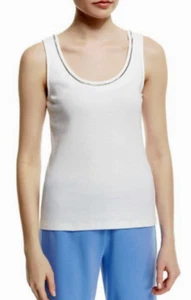 Joan Vass Sleeveless Chain-Trim Tank White 3P (16P) NWT $78 - Picture 1 of 3