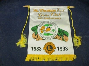 Vintage Lions Club International Banner Flag 1993 Virgin Islands St. Thomas East - Imagen 1 de 2