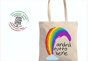 Borsa shopper andra' tutto bene cotone naturale con manico lungo natural - Foto 1 di 1