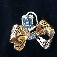 Curtis Creation CC Jewelry Bow Pin Brooch 1/20 12 kt Gold Filled Rhinestones