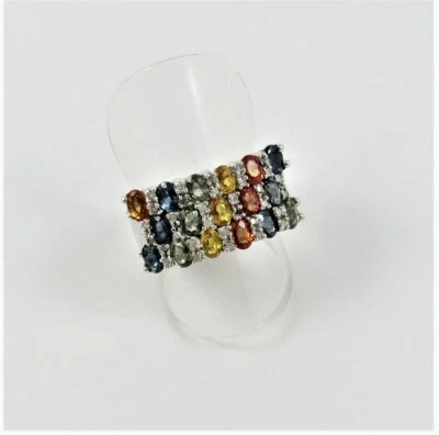 Designer 925er Sterling Silberring mit Multicolor Edelsteinen, Gr. 56,5 (E2257) - Bild 1 von 4
