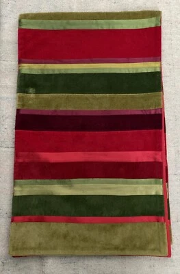 Crate & Barrel Rosetti Holiday Christmas Table Runner Velvet Ribbon Stripe *READ - Image 1 of 4