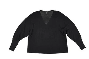 Suéter negro de lana merino manga larga cuello en V cuello Eileen Fisher 289472 para mujer talla M - Imagen 1 de 2