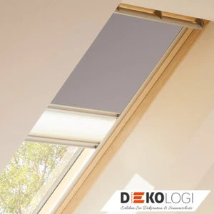 Velux Verdunklungs Rollo plus Plissee Duo DFD GGU Vorteils-Set 4580 Helltaupe - Bild 1 von 6