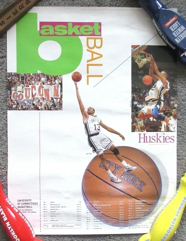 VTG ORIGINAL 24 x 18 1991 1992 UCONN HUSKIES MEN BASKETBALL POSTER SMITH CALHOUN Cover