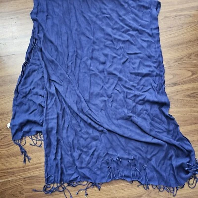 Bijoux Terner Pashmina Blue Scarf Wrap Shawl With Fringe Made in India  - Image 1 of 4
