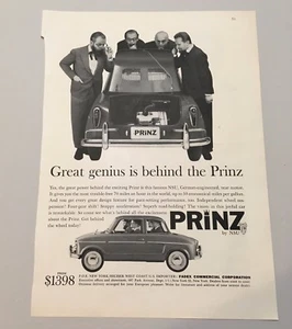 Vintage 1960s Rare Prinz by NSU Automobile Ad - Picture 1 of 6
