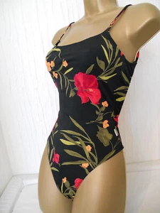 BLACK / RED LEPEL SWIMSUIT SIZE 8 SWIMWEAR - Picture 1 of 2