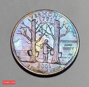 2001-D UNC VERMONT STATE QUARTER MONSTER TONI MERAVIGLIOSI TONI518 - Foto 1 di 2