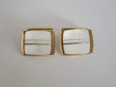 Manschettenknöpfe Perlmutt Amerikaner Doublé Goldton 9,9 g/2,1 x 1,6 cm - Bild 1 von 3