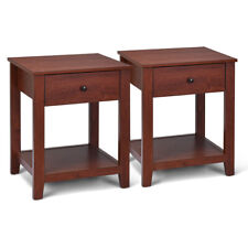 Set of 2 Night Stand End Side Table Bedside Sofa Accent Table w/Drawer and Shelf