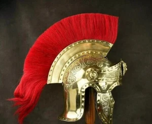 Medieval Praetorian Guard Helmet Roman Brass Helmet With Red Plume - Picture 1 of 4