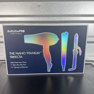 NEW BaByliss Pro Nano Titanium Trifecta Dryer Flat Iron & Curling Iron BNTPP49 - Picture 1 of 3