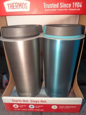 Termo de acero inoxidable 18 OZ vaso de viaje aislado al vacío paquete de 2 caliente o frío Foto 1 de 4