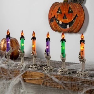 Northlight Vela Esqueleto Iluminada LED Decoraciones Halloween - 8.5" - Juego de 6 - Imagen 1 de 7