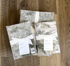 Pottery Barn Jardin Toile KING duvet 2 standard shams GREEN Neutral - Picture 1 of 2