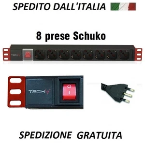 Presiera da Rack 8 Posti  Multipresa con Interruttore e Connettore C14 - Foto 1 di 7