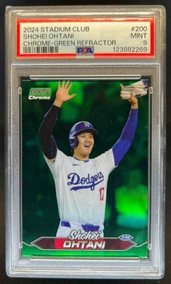 2024 Stadium Club Shohei Ohtani Chrome Green Refractor #200 Dodgers PSA 9 - Image 1 of 2