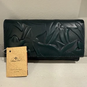 Cartera Patricia Nash Spring Deboss verde azulado nueva con etiquetas B8 - Imagen 1 de 5