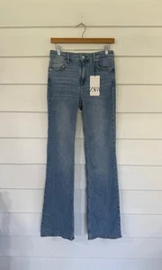 Nuevo ZARA Mujer Azul Jeans Largo Completo Acampanado Bootcut tiro medio Talla 4 Y1104 - Imagen 1 de 24
