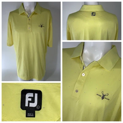 FootJoy Golf Polo Shirt Men L Yellow Polyester Stretch Boone Valley GC YGI P5-17 - Image 1 of 4