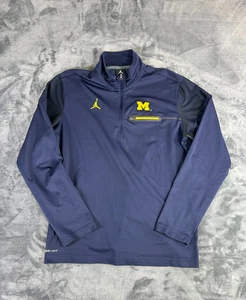 Y2K Jordan Michigan Wolverines Quarter Zip Pullover Navy Blue Men’s M Dri Fit - Picture 1 of 8