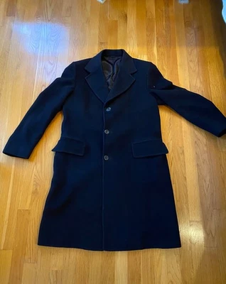 Sir Val Vintage 100%  Cashmere Long Over Coat Mens Medium 40 Navy - Image 1 of 4